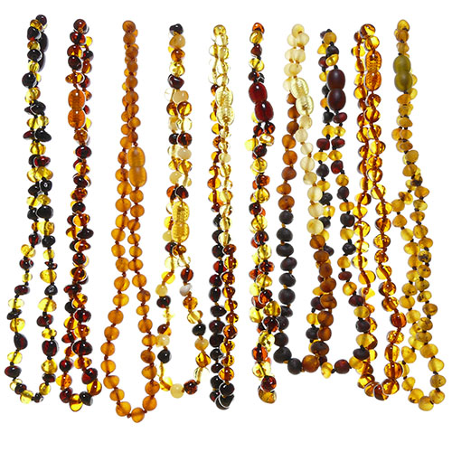 Wholesale amber teething necklaces for children. Baby beads for teething - wholesale lots. Buy baby beads in bulk.