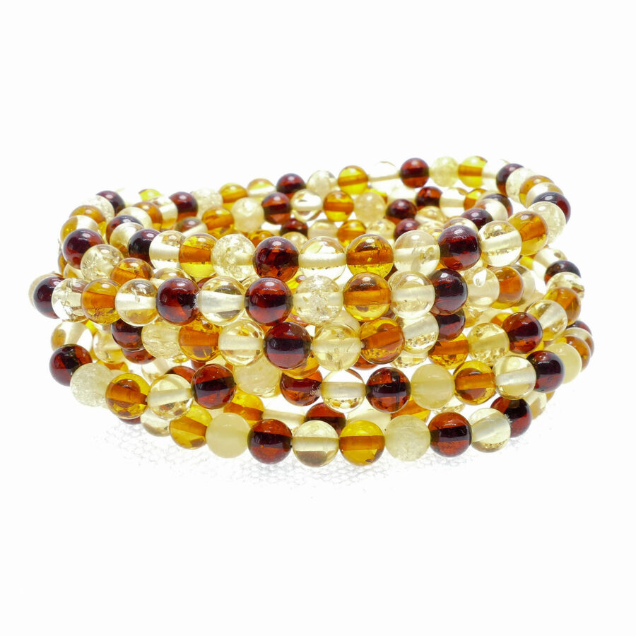 Wholesale Lot - 5 Baltic Amber Bracelets with Premium Round Beads - Bulk pricing