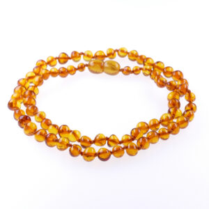 Honey color Baroque Baltic amber necklace for adults - Minimalist style - Adult amber beads at wholesale price