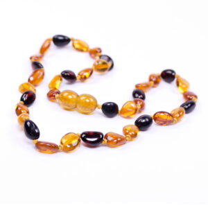 Multicolored Bean-Shaped Baltic Amber Necklace for Kids - Wholesale lots