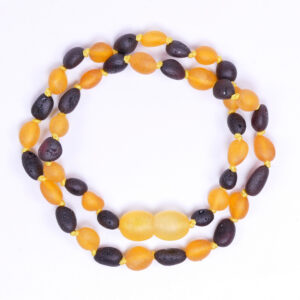 Children's Raw Amber Necklace with Bean-Shaped Beads - Wholesale price