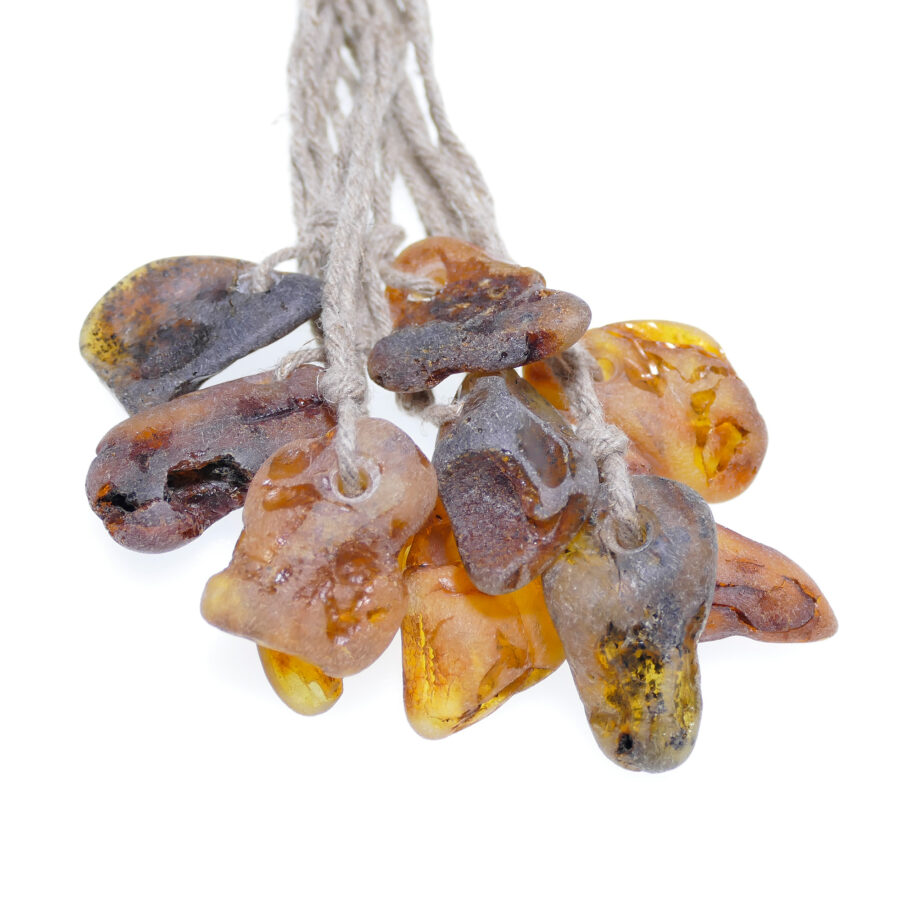 Raw Amber Stone Pendant on Linen Cord - Wholesale price